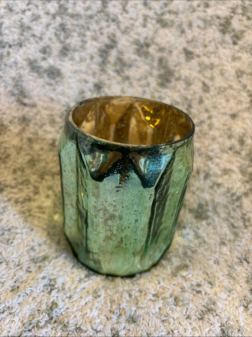 Decorative Sage Green Mercury Glass Votive Candle Holder NWT Pier One 3.75x3”